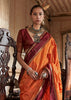Saffron Orange Banarasi Tussar Silk Saree