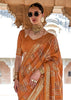 Burnt Orange Printed Soft Silk Saree