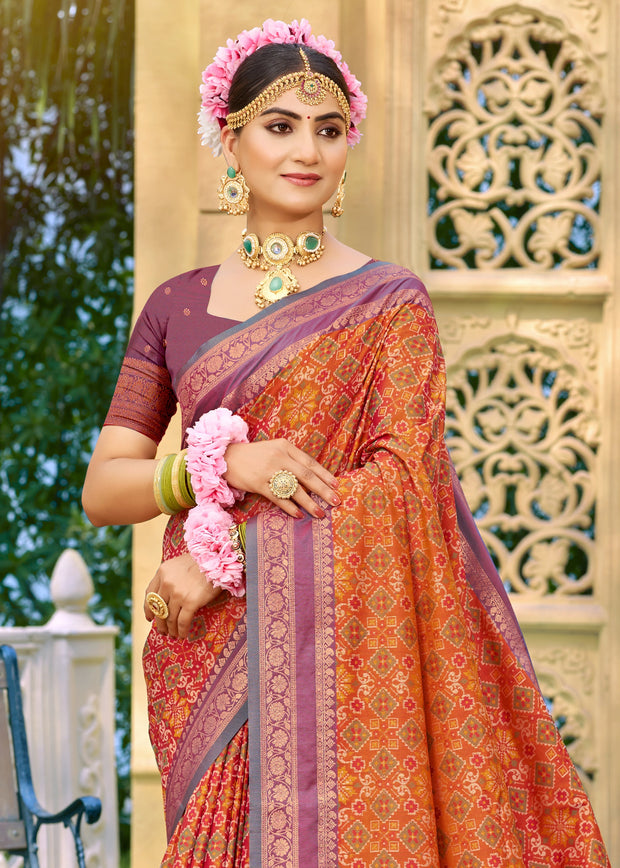Sunshine Orange Woven Banarasi Silk Saree