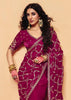 Sangria Red Embroidered Designer Tissue Saree