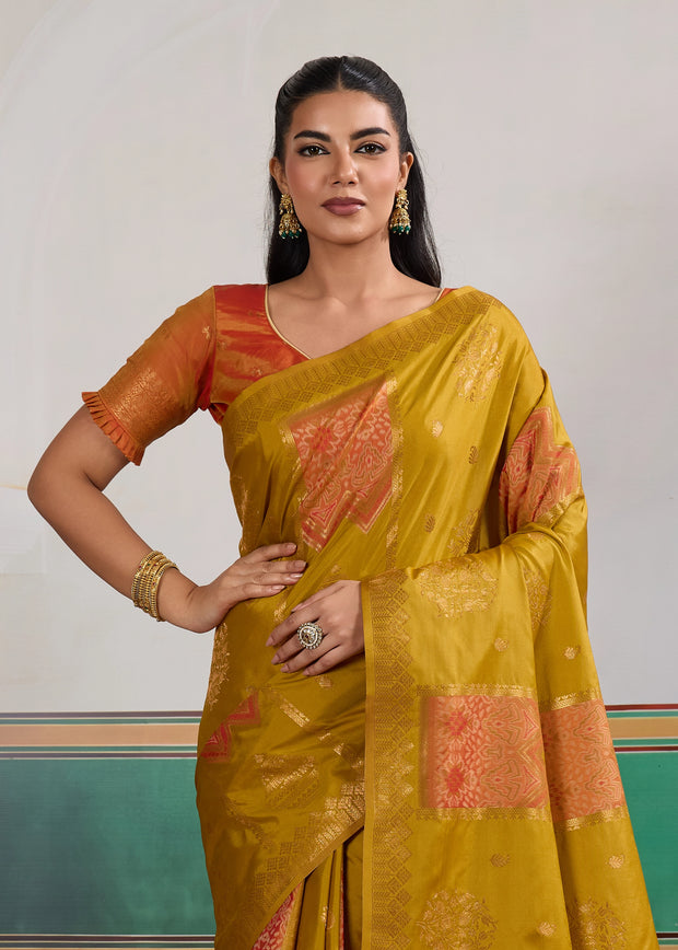 Apple Green Banarasi Silk Saree