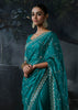 Teal Blue Embroidered Designer Saree