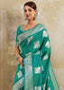 Teal Green Woven Banarasi Silk Saree