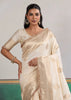 Snow White Woven Banarasi Satin Silk Saree