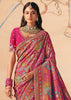 Carmine Pink Designer Embroidered Saree