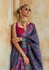 Midnight Blue Printed Kashmiri Jamewar Saree