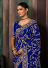 True Blue Embroidered Designer Saree