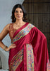 Maroon Printed Satin Silk Saree