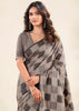 Fossil Grey Woven Linen Silk Saree
