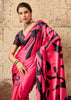 Hot Pink Printed Satin Silk Saree
