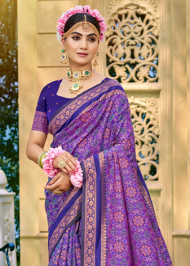 Purple Woven Banarasi Silk Saree