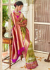 Prakriti: Kanjivaram Saree Featuring Zari Leheriya Pattern in Shades of Green and Pink (7659220664513) (7704951423169)