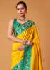 Bright Yellow Woven Banarasi Silk Saree