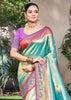 Teal Blue Woven Kanjivaram Silk Saree