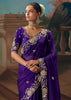 Royal Purple Embroidered Designer Saree