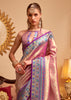 Peach Pink Woven Banarasi Tissue Silk Saree