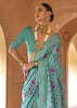 Turquoise Blue Printed Patola Silk Saree