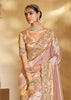 Pink Gold Designer Embroidered Silk Saree