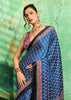Blue Printed Satin Silk Saree