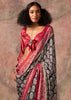 Olive Black Printed Crepe Satin Silk Saree