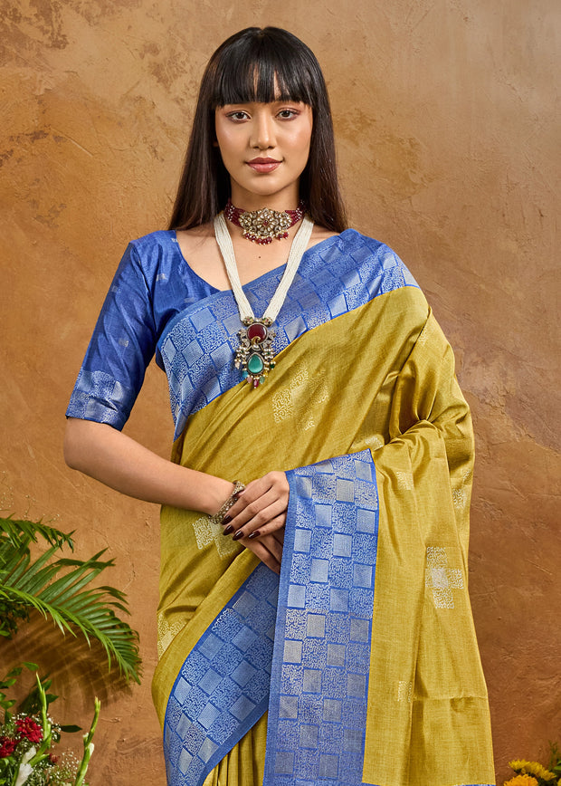 Henna Green Woven Cotton Silk Saree