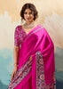 Princess Pink Printed Satin Silk Saree