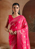 Hot Pink Woven Banarasi Silk Saree