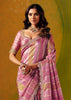 Violet Pink Designer Embroidered Saree