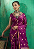 Plum Purple Woven Banarasi Satin Silk Saree