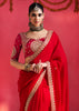 Bridal Red Embroidered Soft Silk Saree With Contrast Blouse