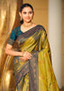 Pesto Green Dual Tone Woven Banarasi Silk Saree