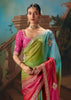 Green Pink Ombre Embroidered Designer Saree