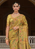 Celery Yellow Designer Embroidered Silk Saree