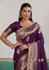 Royal Purple Woven Banarasi Satin Silk Saree
