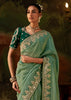 Sage Green Embroidered Tissue Saree