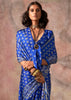 Princess Blue Printed Crepe Satin Silk Saree