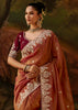 Rust Orange Embroidered Tissue Saree