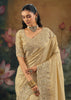 Classic Cream Embroidered Designer Saree