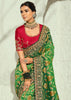 2-Shades Green Embroidered Georgette Bandhej Saree