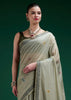 Sage Grey Woven Cotton Jamdani Saree