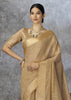 Glided Ivory Woven Cotton Saree