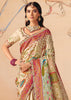Off White Designer Embroidered Saree