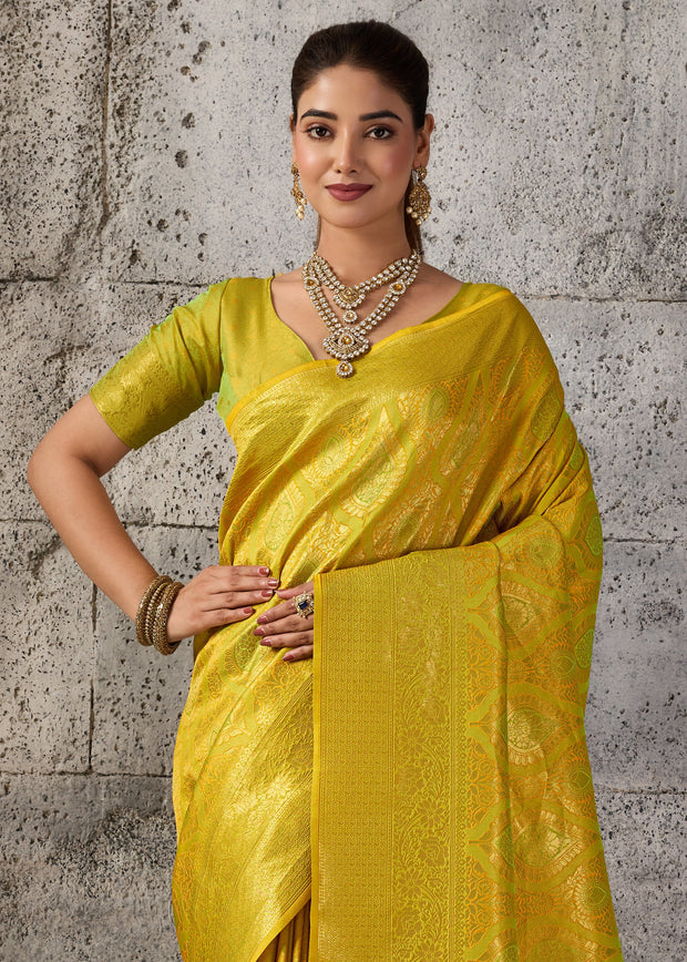 Yellow Woven Kanjivaram Silk Saree