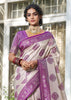 White And Purple Woven Banarasi Silk Saree