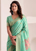 Bermuda Green Woven Linen Silk Saree