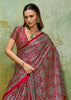 Red Printed Satin Silk Saree