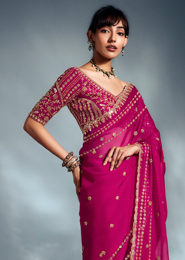 Princess Pink Designer Silk Saree