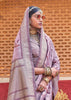 Lavender Purple Floral Printed Silk Saree With Contrast Border