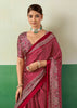 Deep Red Printed Satin Silk Saree