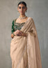 Golden Beige Embroidered Silk Saree With Heavy Blouse
